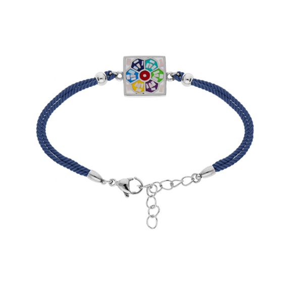 Bracelet Acier 316 L Mosaïque Multicolore avec Nacre Cordon Bleu 16+3 cm